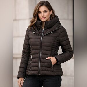 Michael Kors Packable Down Jacket Black Size M Lightweight Puffer Excellent